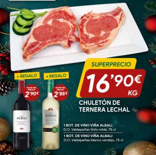 Chuletón de Ternera Lechal + 2 Bot Vino Viña Albali por 16,90€