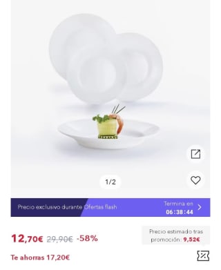 Luminarc Vajilla Vidrio Opal 18 Piezas-6 Personas Blanco por 8,89€.