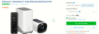 Homebase 3 + Eufy Video Doorbell Dual 2 Pro + Eufycam 3 voor €439 bij Coolblue
