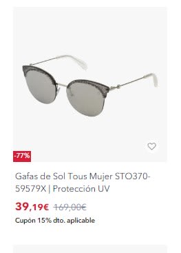 Recopilación de gafas de sol de la marca Tous descuentos de hasta 75%