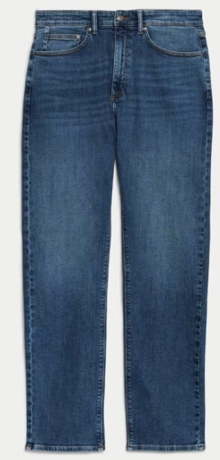 Men's Straight Fit 5 Pocket Crosshatch Stretch Jeans - £8