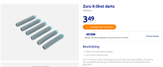 100 Nerf gun pijltjes voor €3,49 bij Action