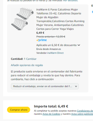 6 Pares Calcetines Mujer Tobilleros tallas 35-42 por 6,49€