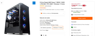 PcCom Ready con AMD Ryzen 7 5800X de 32GB / 2TB SSD / RTX 4060 + Windows 11 Home por 1249€