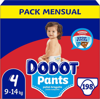 198 Pañales Dodot Bebé Talla 4 por 48,22€