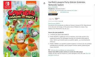juego Garfield Lasagna Party Edición Estándar, Nintendo Switch por 19,99€