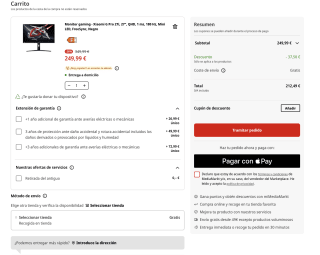 Monitor gaming Xiaomi G Pro 27i 27" QHD 1 ms 180 Hz Mini LED FreeSync Negro por solo 212,49€