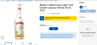 Baileys Light Irish Cream - £8