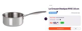 Le Creuset 16cm steelpan zonder deksel voor €63,96 bij iBOOD
