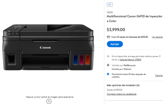 Multifuncional Canon G4110 por $3,999 en Walmart