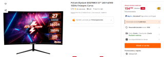 Monitor gaming curvo PcCom Elysium GO2780CV 27 pulgadas LED FullHD 165Hz por 154.99€
