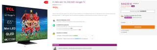 TV Mini LED TCL 65C805 Google TV por 629€