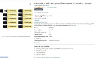 Marcador STABILO BOSS ORIGINAL pastel - Caja con 10 unidades - Color amarillo por 4,97€