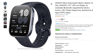 AMAZFIT Bip 6 Smartwatch 46mm, Batería 14 días, AMOLED 1,97", GPS con Mapas, IA por 66,03€