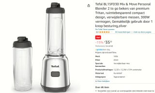 Tefal Mix&Move BL15FD - blender voor €35,59 bij Amazon