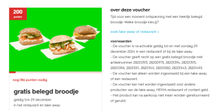Gratis belegd broodje voor 200 Hema punten