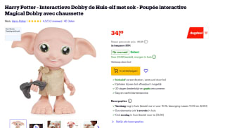 Harry Potter - Interactieve Dobby de Huis-elf met sok voor €34,99 bij Bol