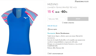 Camiseta de Mujer Mizuno TENNIS PRINTED TEE WOS por 15€