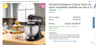 KitchenAid Batidora clásica, tazón de 4.3 L por $4,999 en Costco