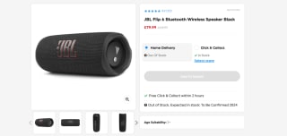 JBL Flip 6 Bluetooth Wireless Speaker Black - £79.99