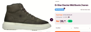 G-Star Dexter Mid heren veterboots voor €39,95 bij iBOOD