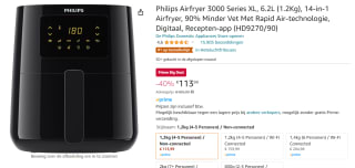 Airfryer Philips AirFryer XL Spectre HD9270/90 voor €113,99 bij Amazon