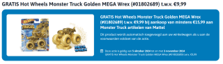 GRATIS Hot Wheels Monster Truck Golden MEGA Wrex t.w.v. €9,99