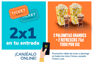 2x1 entradas CINESA de lunes a domingo