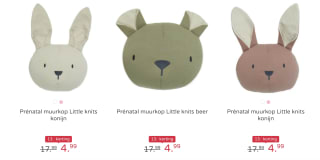 Prénatal muurkop Little knits konijn of beer voor €4,99 bij Prénatal