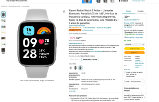 Reloj Xiaomi Redmi Watch 3 Active por solo 30€