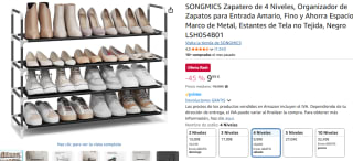 SONGMICS Zapatero de 4 Niveles por 9,99€