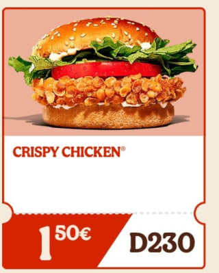 Crispy chicken por solo 1,50€ en Burger King
