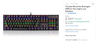 Teclado Mecanico Redragon K551-kr en $190 | Descuento Mercado Libre