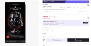 LEGO Star Wars 75304 Casco de Darth Vader por 57,99€ (cuenta nueva por 45,99€)