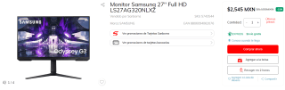 Monitor Samsung 27" Full HD por $2,545 en Sanborns