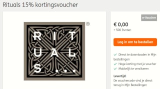 Rituals 15% kortingsvoucher voor 500 punten bij ING