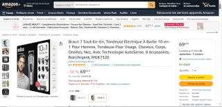Tondeuse Électrique À Barbe 10-en-1 Braun 7 à 69,66€