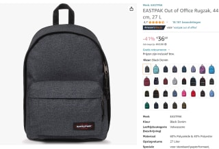 Eastpak Out Of Office Rugzak 14 inch laptopvak - Black Denim voor €36,69 bij Amazon