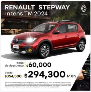 Renault Stepway Intens con Bono de $60,000 (MT o CVT)