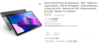 Lenovo Tab M10 Plus 3ra Gen a $2,927 en Amazon