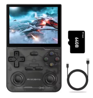 GAMINJA consola videojuegos portátil Retro K36 código abierto, emulador 16000 juegos para PS1/PSP/DC/N64/SS por 22,08€