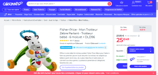 Trotteur Fisher-Price Zèbre Parlant Français à 25,49€