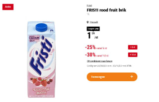 Fristi vanaf €0,83 per liter bij Colruyt