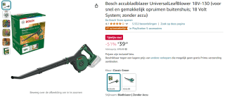 Bosch UniversalLeafBlower 18V-130 bladblazer voor €39,49 bij Amazon