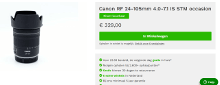 Canon RF 24-105mm F4-7.1 IS STM voor €329 bij Neboweb