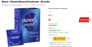 Durex Classic Natural 20 stuks voor €9 bij Bol