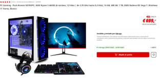 PC Gaming - Pack Bronze NITROPC, AMD Ryzen 5 4650G (6 núcleos, 12 hilos | de 3,70 GHz hasta 4,2 GHz), 16 GB, 480 GB, 1 TB, AMD Radeon RX Vega 7, Windows 11 Home por 699€
