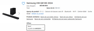 Barre de son Q-Series Samsung à 649€