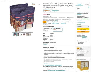 Lifelong Mini palitos dentales sin cereales para razas pequeñas Perro Pollo 56g Paquete de 8 Amazon por solo 5,67€