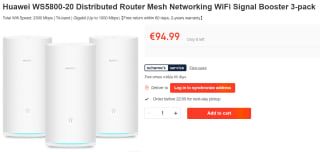 Huawei Mesh WiFi WS5800-20 - Mesh Wifi - Wit - 3 pack voor €94,99 bij Ochama